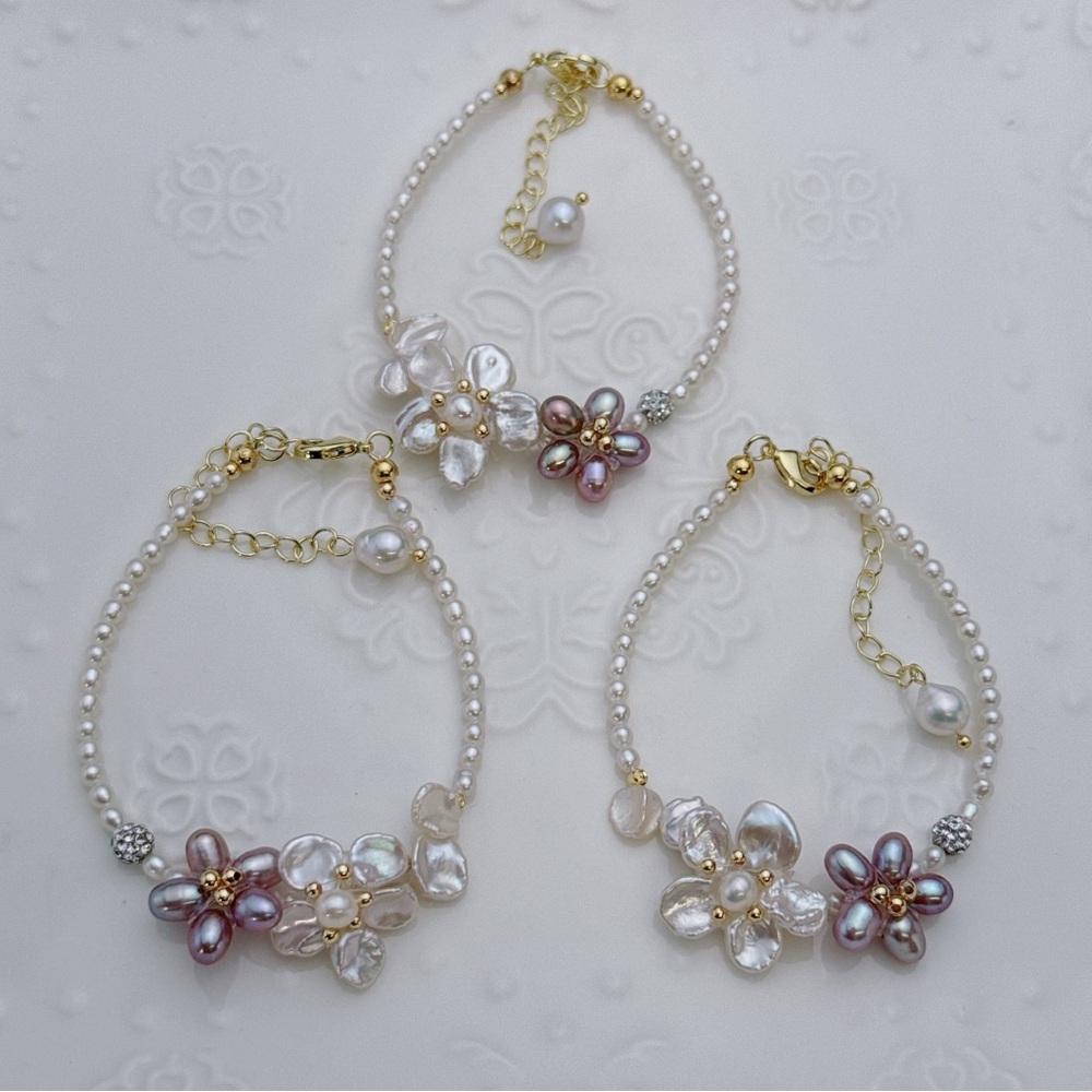 B115 Handmade Freshwater Baroque Pearl Bracelets